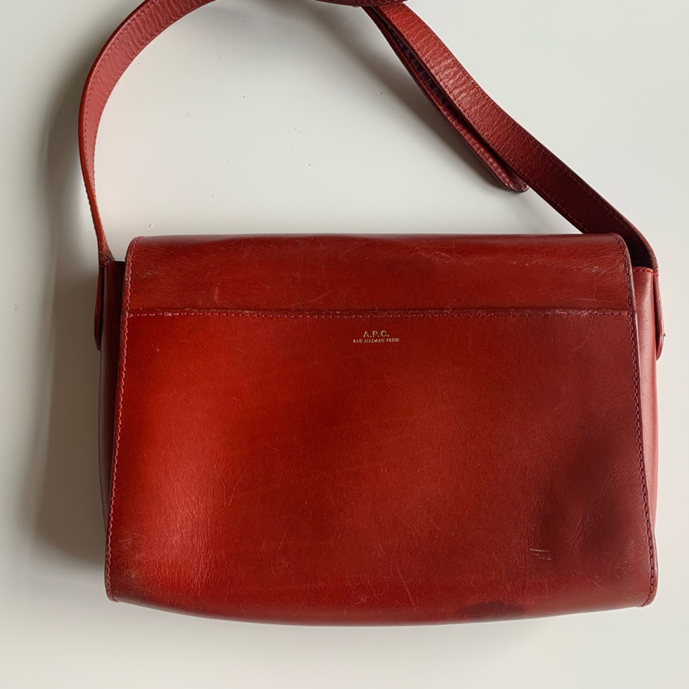 A.P.C. Red Leather Shoulder Bag